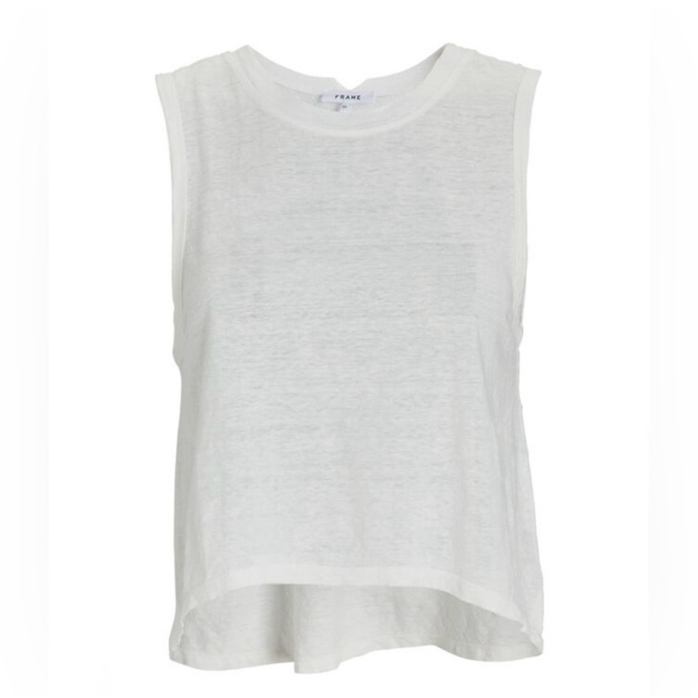 Frame 100% white linen muscle tank size small; never worn